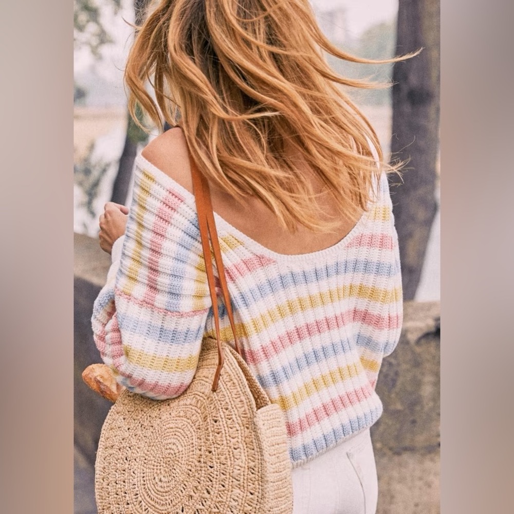 Sezane Tomas Organic cotton Pastel Rainbow Sweater